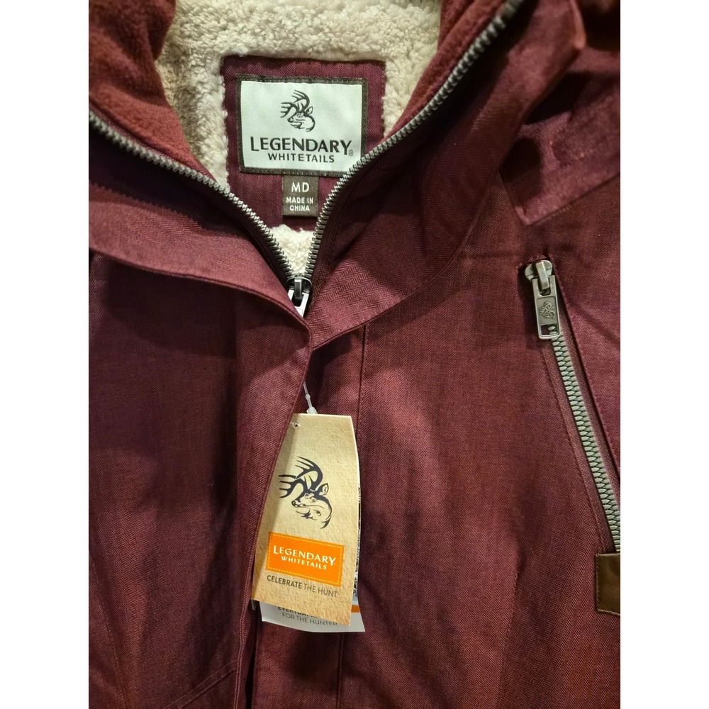 Legendary Whitetails Womens Anchorage Parka Maroon Herringbone Faux Fur Hood MD - Picture 2 of 10